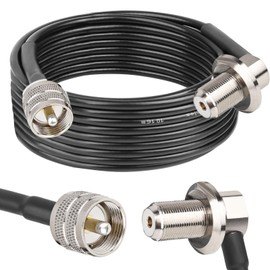 MOOKEERF RG58 UHF PL259 Male to SO239 Female Right Angle Bulkhead Mount Coax Cable - 25FT for Vehicle Car SUV Truck Two Way Radio Ham Radio