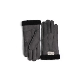 YISEVEN Women's Winter Sheepskin Shearling Leather Gloves Mittens Wool Cuffs Driving Heated Warm Thick Fur sherpa Lined Merino Soft Wool Lining Furry for Cold Weather Driving Work, Gray Suede L