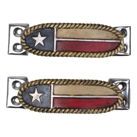 Ebros 5" Wide Set of 2 Rustic Patriotic Western Texas Lone Star Flag Sculpted Resin On Metal Hardware Base Drawer Pulls Cabinet Door Furniture Bar Pull Knobs