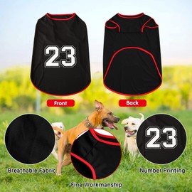 Dog Shirt Number Printed Summer Basic Vest Puppy Breathable T-Shirt Pet Sleeveless Tank Top Clothes for Large Medium Small Dogs (Medium, Black)