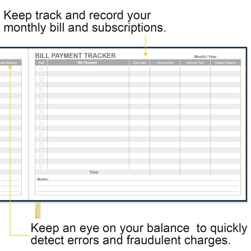 Bill Tracker Notebook - Monthly Bill Organizer & Planner for