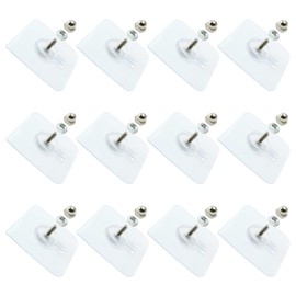 Moicstiy 12 Pcs Adhesive Hooks Screw Hanging Wall Hooks Transparent Waterproof Reusable Seamless Sticky Hooks for Kitchens, Bathroom, Office(Screw Length: 0.5inch)