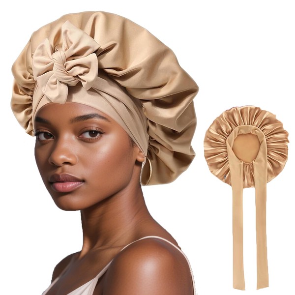 OEIEZ Double-Layer Satin Sleeping Bonnet for Women - Adjustable Elastic