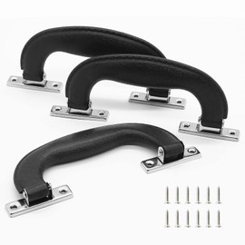 BokWin Black Plastic Luggage Handle,6.1 Inch/155mm Antique Suitcase Handle Pull,Imitation Leather Trunk Handle Replacement(3 Pcs)