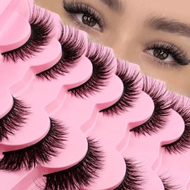 7 Pairs of 3D False Eyelashes, Cat Eye, Cat Eye Natural Artificial Eyelash Extensions Set, Fox Eye, Artificial Eyelashes, Natural Look, Angel Winged Fake Lashes, Faux Mink Eyelashes (13)