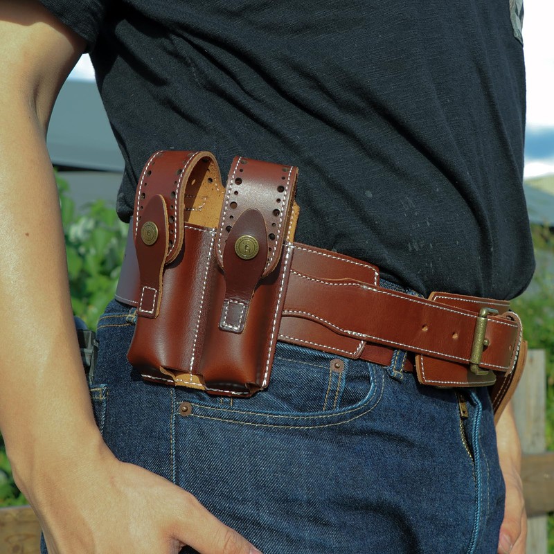 TOURBON Leather Gun Holster Adjustable Belt 1911 Pistol Holder Rig