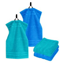 Lashuma London Guest Towels Small 30 x 50 cm Set of 4 Blue / Green