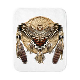 CafePress Red Tailed Hawk Dreamcatcher Mandala Sherpa Fleece Sherpa Fleece Throw Blanket 60" L x 50" W