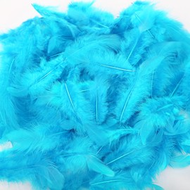 iHUFeather 600pcs Aqua Blue Feathers for Crafts 3-5inch Bulk Colored Feathers for DIY Crafts, Wedding Home Party decoration