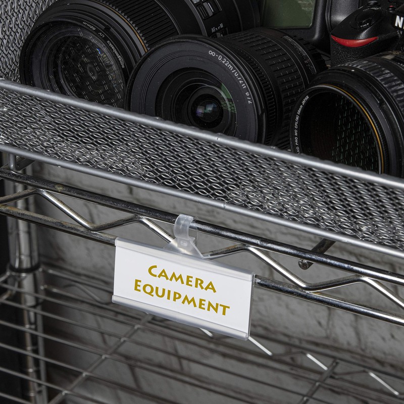 Pack of 50 - Plastic Wire Shelf Label Holder, Sign