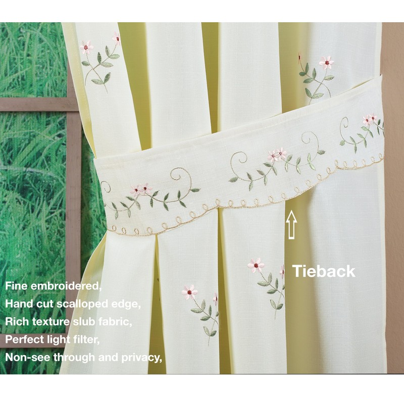 Today's Curtain, Forget-Me-Not Swag 38", Ecru/Rose, 60" W x 38"