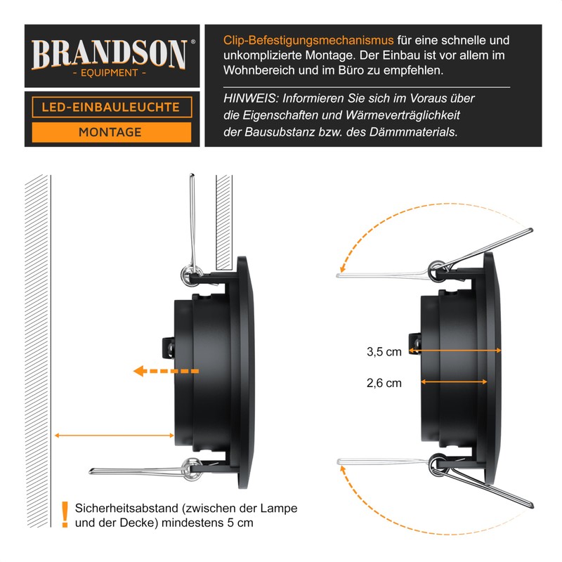 Brandson - 3x LED Deckenspot dimmbar Einbaustrahler schwenkbar - Ultra