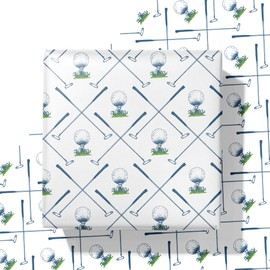 WAPLIGHAL Golf Wrapping Paper for Kids Men - Blue Golf Club and Ball Design - 28 x 40 Inches - Perfect for Birthdays, Holidays, and Father’s Day