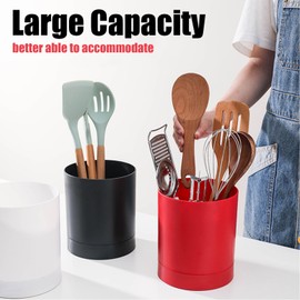 Utensil Holder, 360 Degree Rotating PP Chopstick Basket, Tableware Storage Container for Home Kitchen (Red)