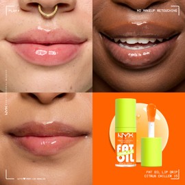 NYX Professional Makeup Fat Oil Chillz, Moisturizing, Shiny and Vegan Tinted Lip Gloss - Citrus Chiller (Sheer Orange)