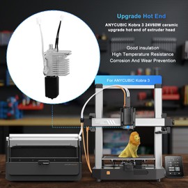 Ceramic Upgrade Kobra 3 Hotend Hot End Assembled Extruder Printhead Kit Ceramic Hotend Upgrade for Kobra 3 Combo Hot End +2pcs Brass Kobra nozzles Kit