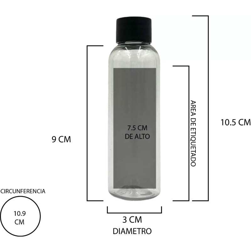 Xena 50 Envases Botella 60 Ml Tapa Rosca Blanca, Negra