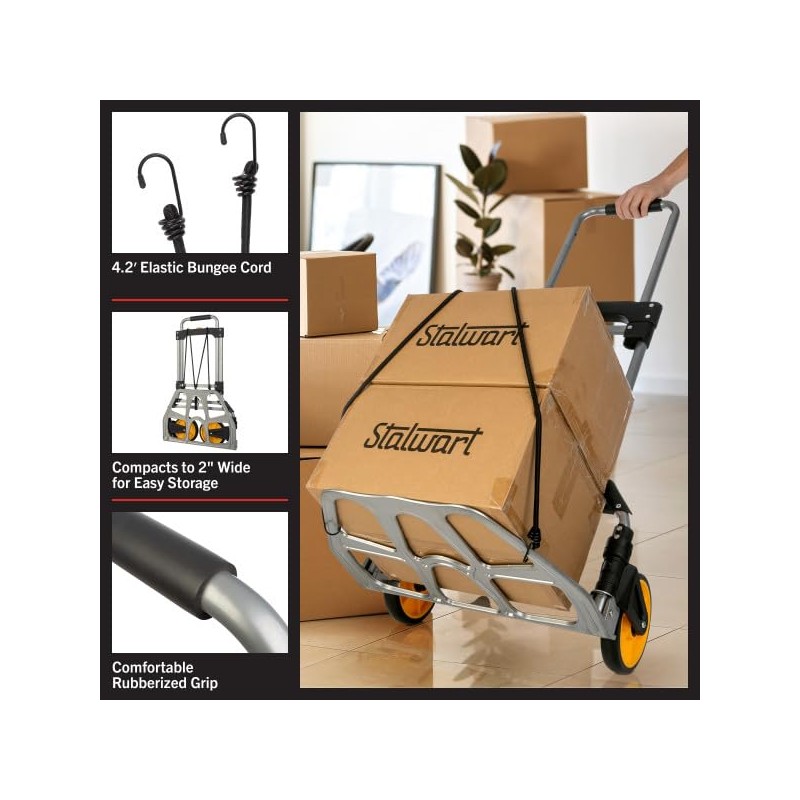 Dolly Cart with Collapsible Handle - Folding Hand Truck with