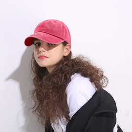 Glamorstar Classic Unisex Baseball Cap Adjustable Washed Dyed Cotton Ball Hat, Watermelon Red, One Size