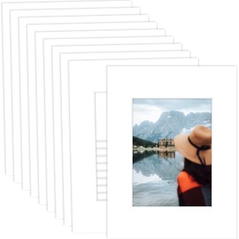 MBC MAT Board CENTER, paquete de 10 alfombrillas de 9 x 12 pulgadas para 6 x 8 pulgadas, color blanco para fotos, corte biselado, sin ácidos, grosor de 4 capas