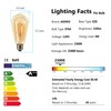 LED Dimmable Edison Light Bulbs 4W, 2200K-2400K Warm White (Amber
