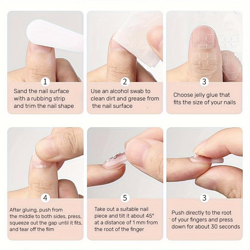 Press-on Nails Set, 24 Medium Full-coverage Pieces, Pink Shimmer Almond