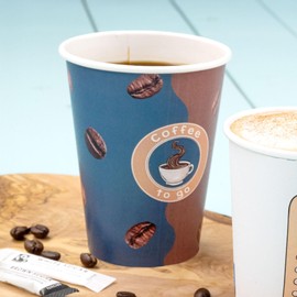 BIOZOYG Printed Paper Cups, Pack of 50, 300 ml / 12 oz, Diameter 80 mm, White - Coffee Cups to Go - Cardboard Coated with PE - Drinking Cups for Hot and Cold Drinks, Disposable Cups