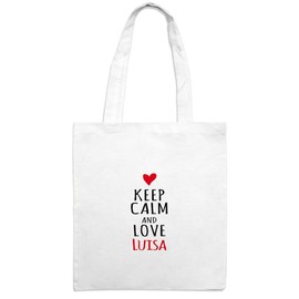 Jute Bag with Names Luisa Keep Calm – Colour: White – Bag Jute Bag, Hipster Bag