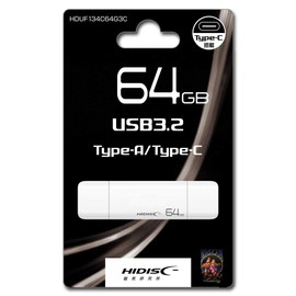 HIDISC HDUF134C64G3C USB 3.2 Gen2 Type-C Memory with Type-A Connector