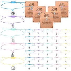 Ecation 30 Sets Easter Bracelets Gifts for Women Adjustable Bunny Bracelets Stainless Steel Cute Bunny Rabbit Charm with Inspirational Cards for Easter Egg Fillers Party Gifts Basket Stuffers