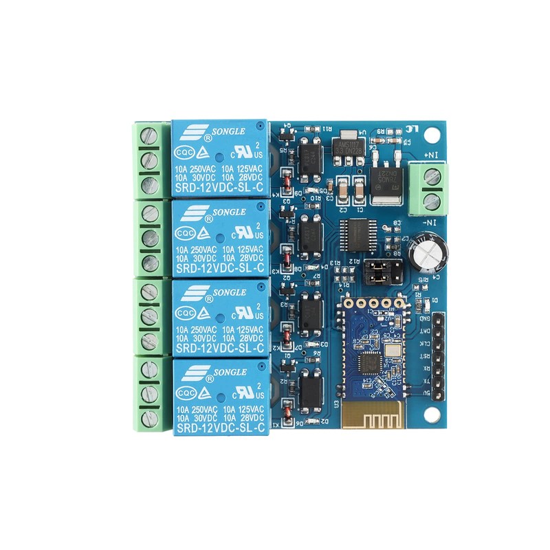 JESSINIE 12V 4 Channels Bluetooth Relay Module 4 Way Bluetooth
