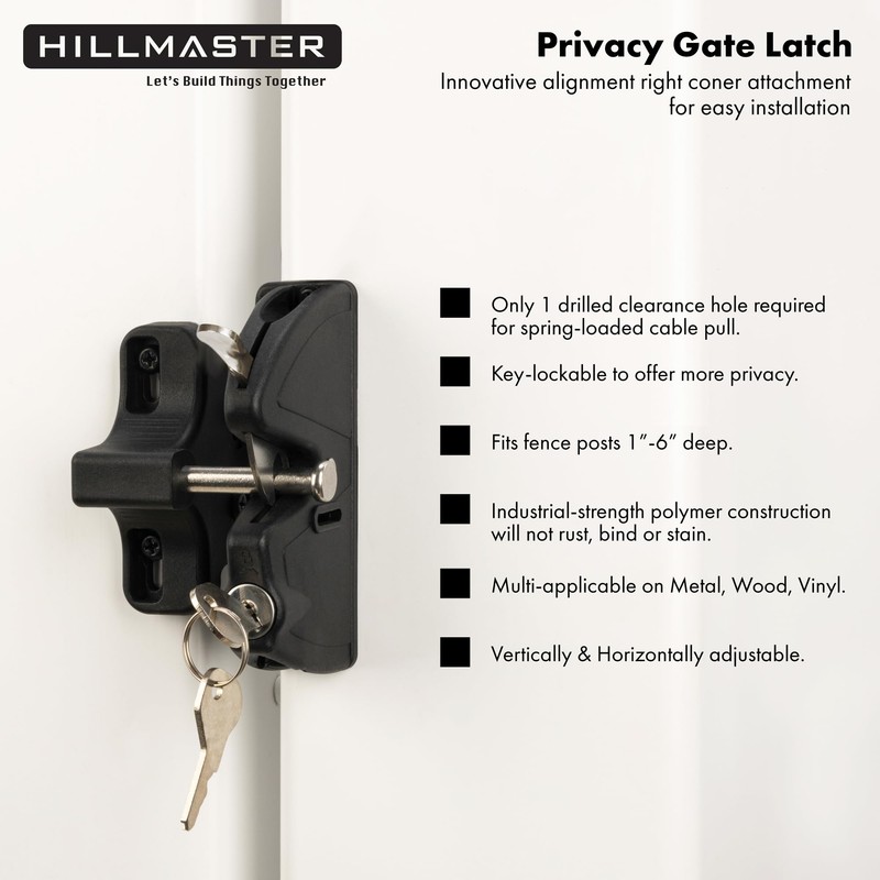 HILLMASTER Key Lockable 2 Sided Gate Latch Key,Self Locking Gate