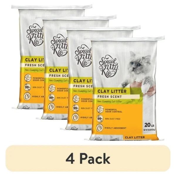Unbranded (4 pack) Special Kitty Non-Clumping Clay Fresh Scent Litter,
