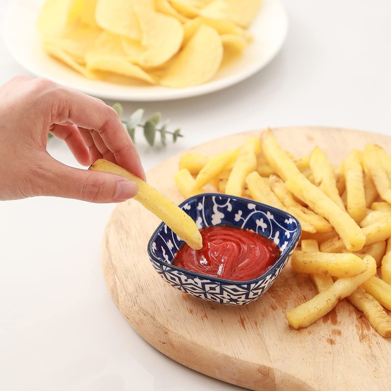 Selamica Ceramic 2.6 OZ Square Dipping Bowl Set, Soy Sauce