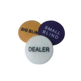 POKER CHIP SHOP 3 PACK - DEALER BUTTON + SMALL AND BIG BLINDS 48mm