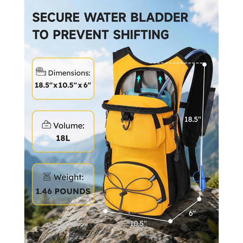 MOKURA 18L Lightweight Hydration Backpack with 2L Water Bladder