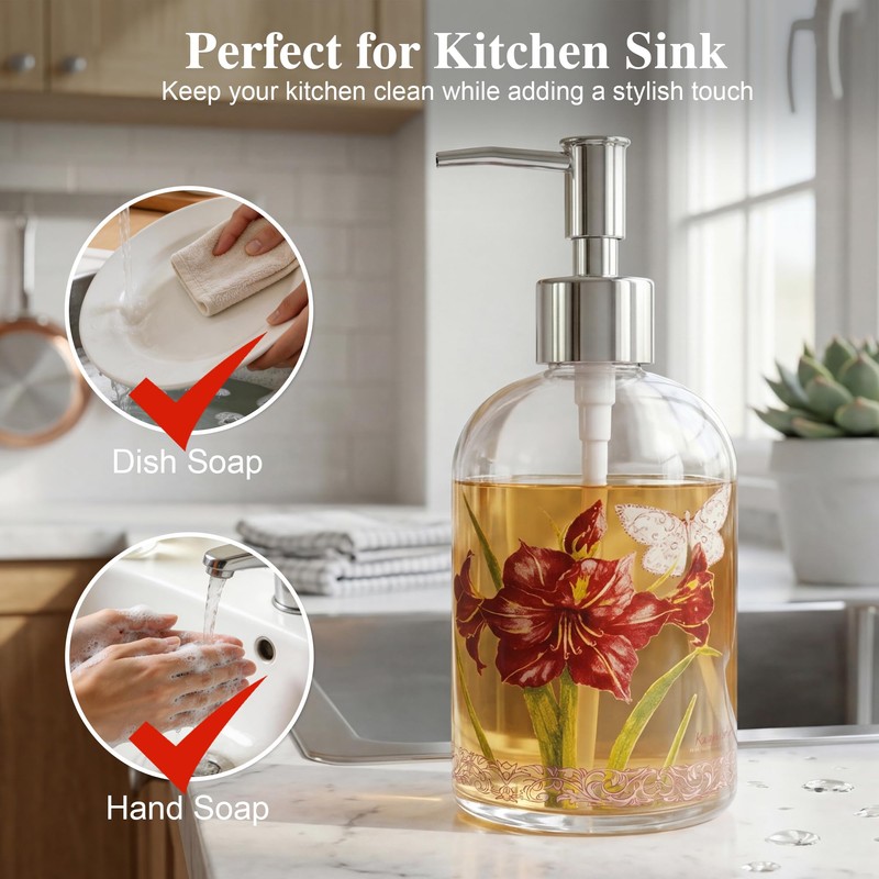 Voltogar Glass Soap Dispenser with Pump, 17 oz (500 ml)