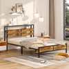VECELO Metal Platform Queen Bed Frame with Wooden Headboard &