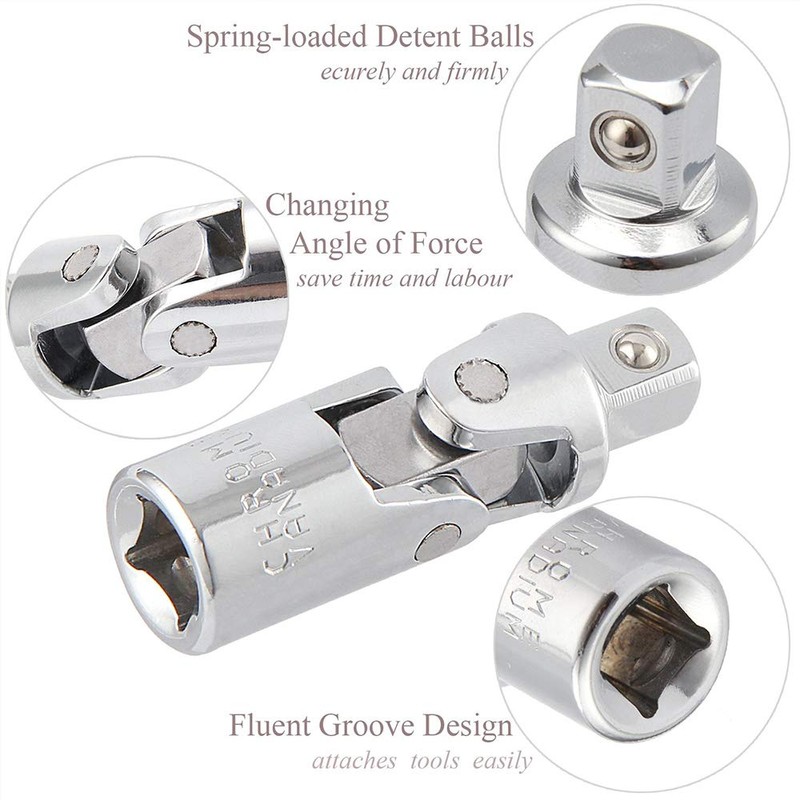 BESTU Universal Joint Insertion Angle 1/4" 3/8" 1/2" (6.35mm 9.5mm
