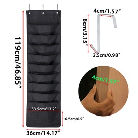 IGNPION 10 Pockets Hanging File Organizer Over Door Storage Pocket Chart Cascading Wall Organizer Hanging Literature Magazine Paper Holder with 3 Hooks for Home Office School