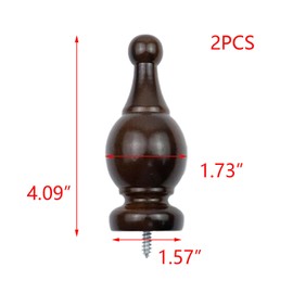 T Tulead Wood Curtain Rod Finials Decorative Drapery Rod Finials Bed Post Finial 1.1-Inch Screw Curtain Rod Finials Pack of 2