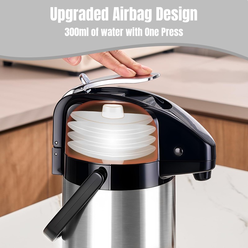 Ratrabas Upgraded Airpot Coffee Carafe with Double Pump - 84oz/2.5L