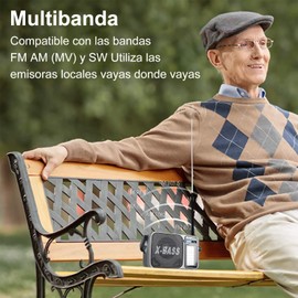 Wodoso Radio FM portátil de amplitud modulada，Radio de 4 Bandas FM/AM/SW1-2，con Toma de Auriculares y Linterna，Esfera Transparente, Conector de Auriculares para Regalo, Ancianos, hogar
