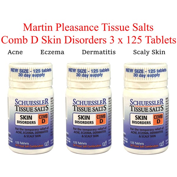 3 x 125 Tablets Martin & Pleasance Comb D SKIN DISORDERS Schuessler Tissue Salts