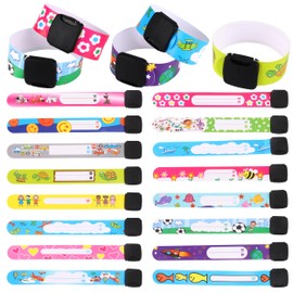 Notfall-Armband für Kinder & Marker, 16 Stück Sicherheits ID Armband, SOS Armband Kinder, Armband Kinder Telefonnummer, Anti verloren Notfallarmband Wasserdichtes für Jungen Kleinkind Baby
