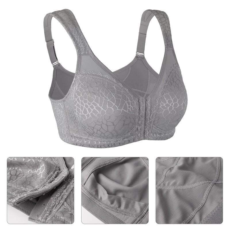 Lemorosy Women's Classic Comfort Bra, Strong Hold, Front Closure, Back
