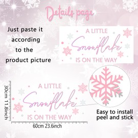 Winter Gender Reveal Party Supplies, A Little Snowflake Is on the Way Wall Decal, Snowflake Baby Shower Decal Pink Silver