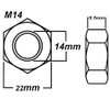 M14 Hex Nuts 14mm Metal Steel Sheet Zinc Plated Nut
