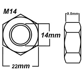 M14 Hex Nuts 14mm Metal Steel Sheet Zinc Plated Nut Pack of 8pcs