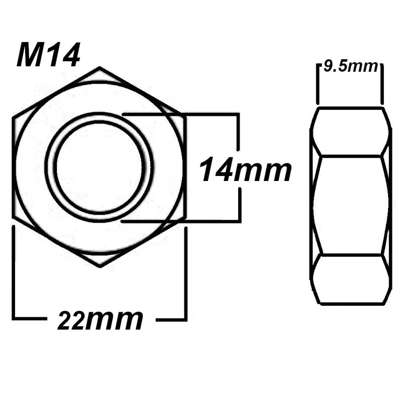M14 Hex Nuts 14mm Metal Steel Sheet Zinc Plated Nut